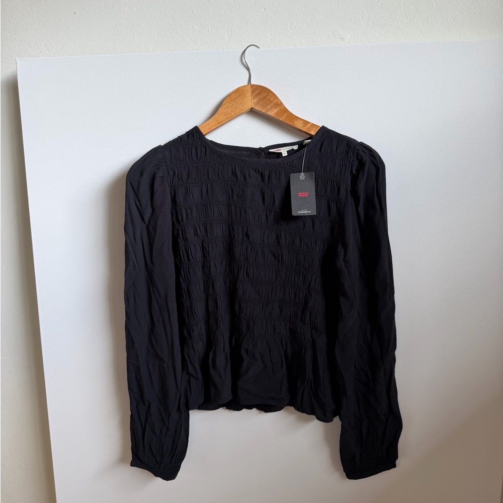 Levi's Smocked Black Women's Blouse